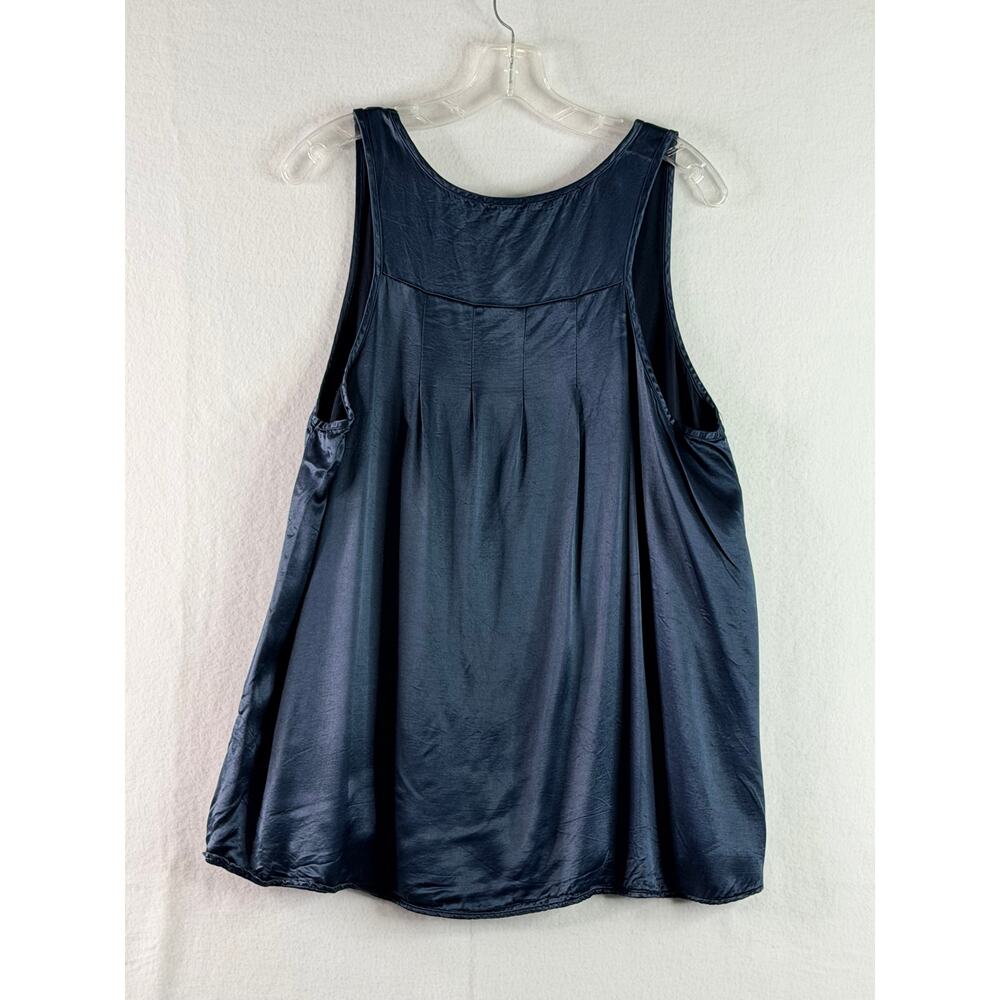 PJ Harlow Laura Tank Navy Blue Womens Large Satin Cami Lightweight Relaxed USA - Picture 6 of 10